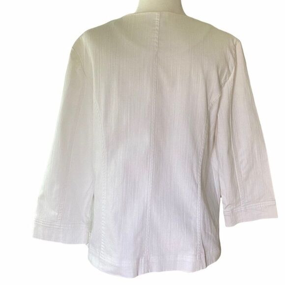 JM Collection Women’s White Cotton Jeweled Jacket SZ 14 - Picture 2 of 10